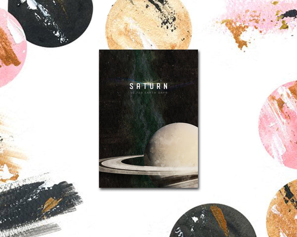 Saturn Planet Orbiting Stars Solar System Customizable Greeting Card