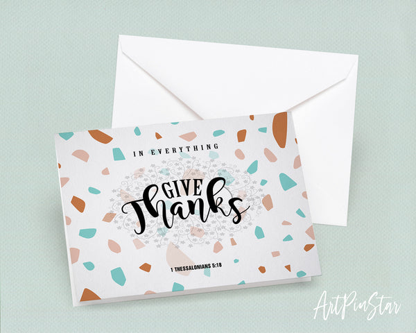 In everything give thanks 1 Thessalonians 5:18 Bible Verse Customized Greeting Card