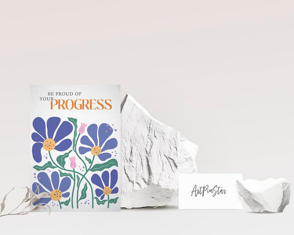 Be proud of your progress Flower Quote Customized Gift Cards
