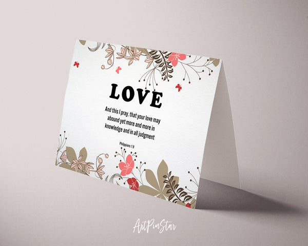 Love and this I pray that your love may abound Philippians 1:9 Bible Verse Customized Greeting Card