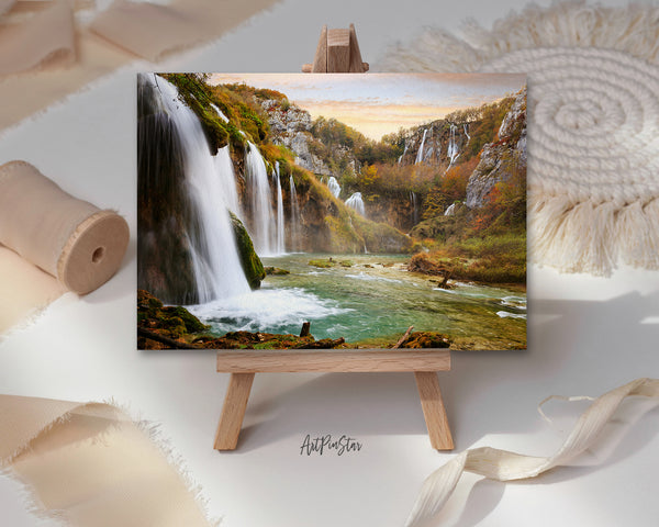 Waterfall, Croatia, Plitvice National Park Landscape Custom Greeting Cards