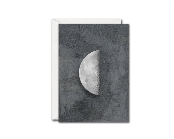 Third Quarter Moon Phases Watercolor Galaxy Space Customizable Greeting Card