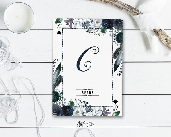 Watercolor Floral Flower Bouquet Initial Letter C Spade Monogram Note Cards