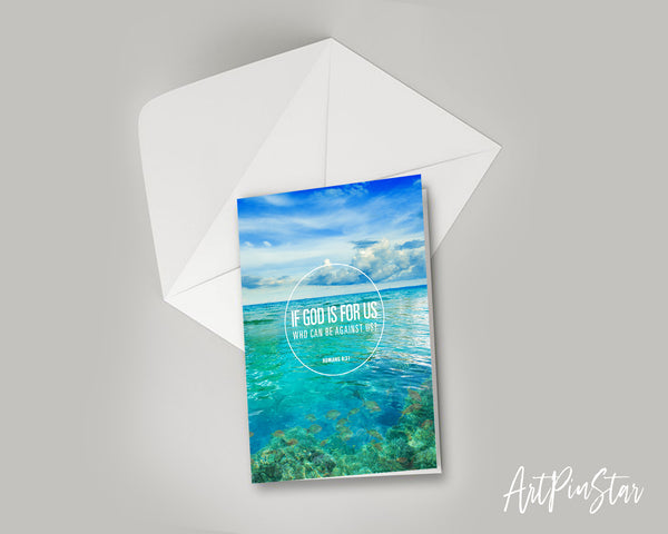 If God is for us who can be against us Romans 8:31 Bible Verse Customized Greeting Card