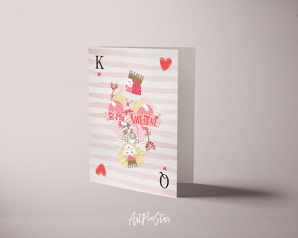 Valentine's Day Love King Queen Flowers Customized Greeting Card