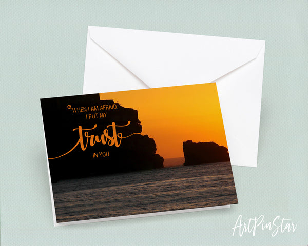 When I am afraid I put my trust in you Bible Verse Customized Greeting Card