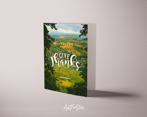 In everything give thanks 1 Thessalonians 5:18 Bible Verse Customized Greeting Card