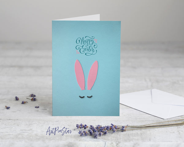 Easter Pink Bunny Ears Customized Greeting Card