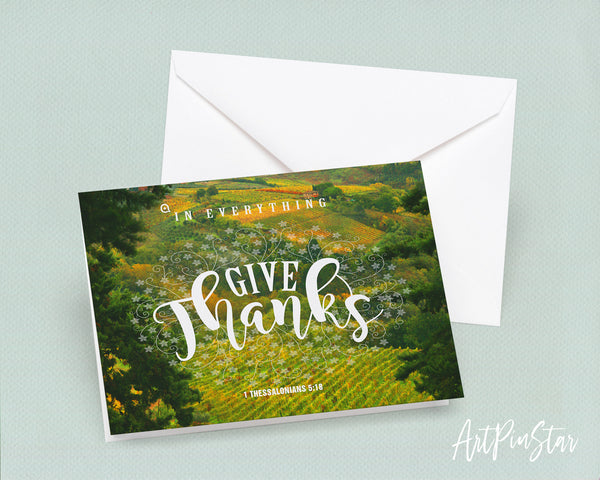In everything give thanks 1 Thessalonians 5:18 Bible Verse Customized Greeting Card