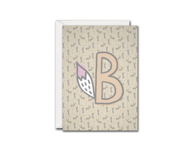 Alphabet Forest Letter B Animal Monogram Note Cards
