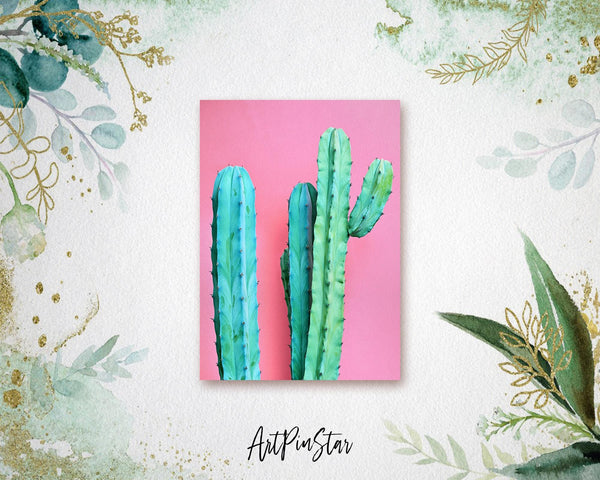 Cactus Tropical Cacti Plant on Pastel Pink Botanical Garden Customized Greeting Card