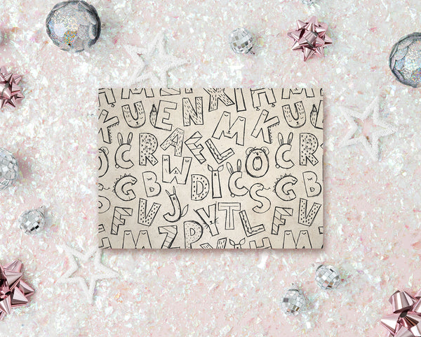 Alphabet Animal Letter Pattern A-Z Line Monogram Note Cards