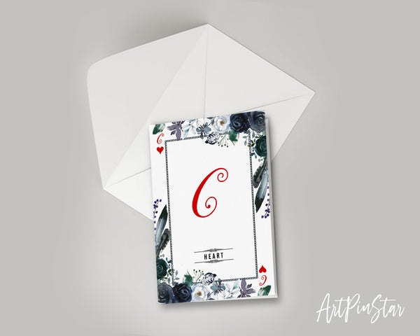 Watercolor Floral Flower Bouquet Initial Letter C Heart Monogram Note Cards