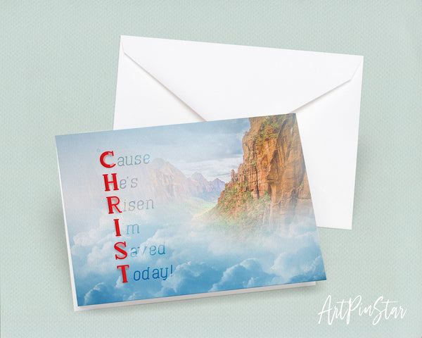 Cause He's Risen I'm Saved Today Bible Verse Customized Greeting Card