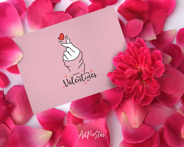 Valentine's Day Finger Heart Love Sign Customized Greeting Card