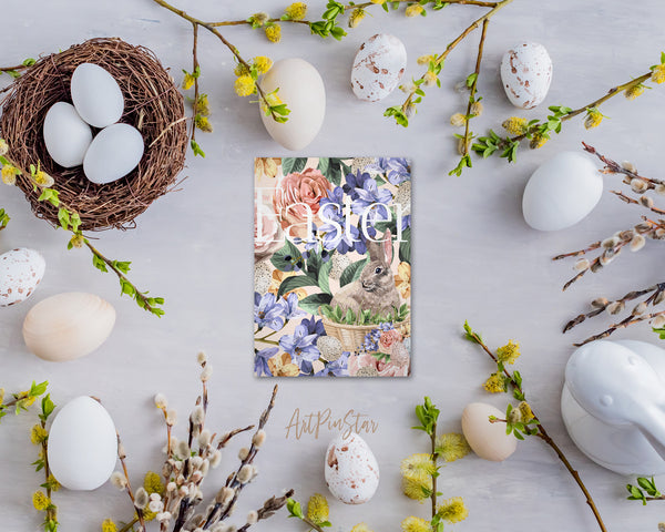 Easter Watercolor Bunny Flower Customized Greeting Card