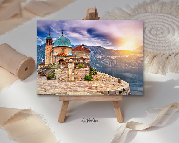 Montenegro Castle Island on the Lake, Europe Landscape Custom Greeting Cards
