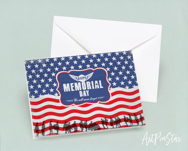 We will never forget Memorial Honoring Remembering Day Customizable Gift Cards