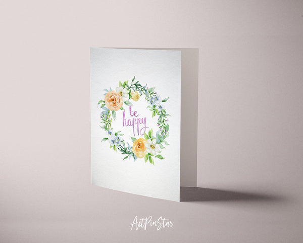 Be happy Happiness Quote Customized Greeting Cards