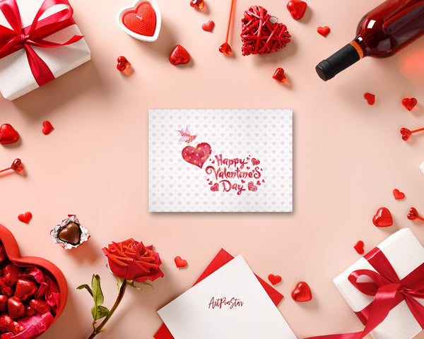 Red Heart Happy Valentine's Day Customized Greeting Card