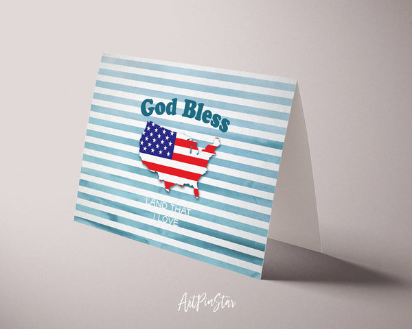 God bless America land that I love Bible Verse Customized Greeting Card