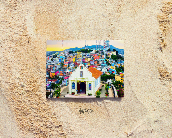 Guayaquil Ecuador Hilltop Church Landscape Custom Greeting Cards
