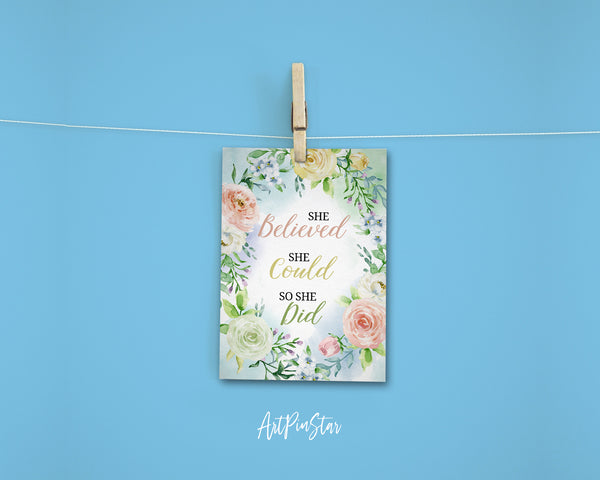 She believed she could so she did RS Grey Inspirational Quote Customized Greeting Cards