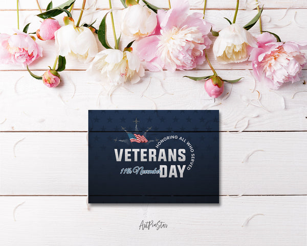 Honoring All Who Served Veterans Day November 11th Custom Holiday Greeting Cards