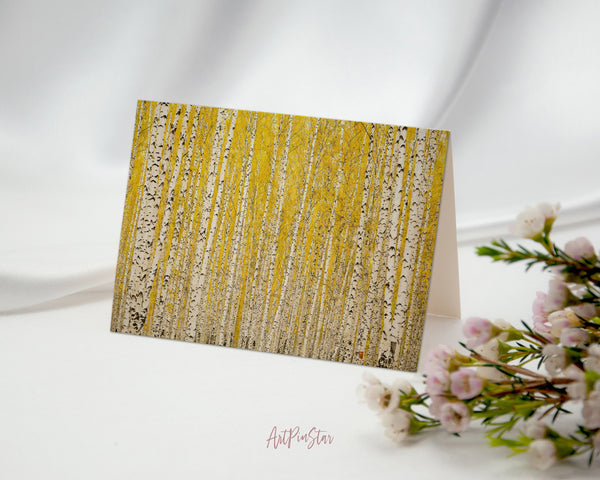 Autumn Birch Forest Landscape Custom Greeting Cards
