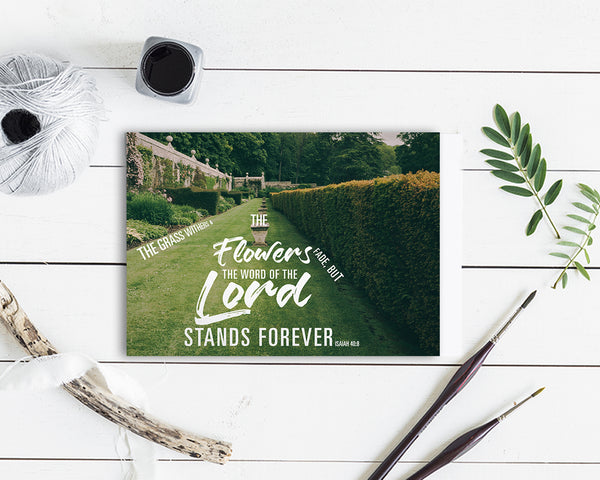The grass withers & the flowers fade Isaiah 40:8 Bible Verse Customized Greeting Card
