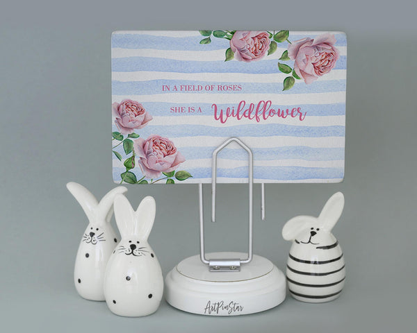 In a field of roses she is a wildflower Flower Quote Customized Gift Cards