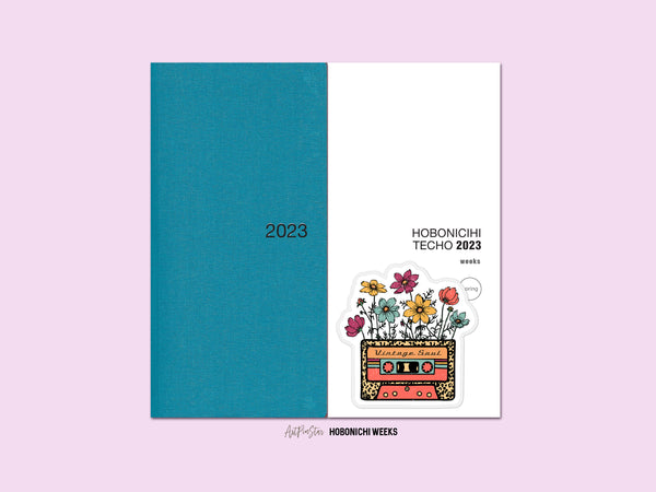 Retro Wildflower Cassette Vinyl Die Cut Sticker, 2.65" x 2.75"