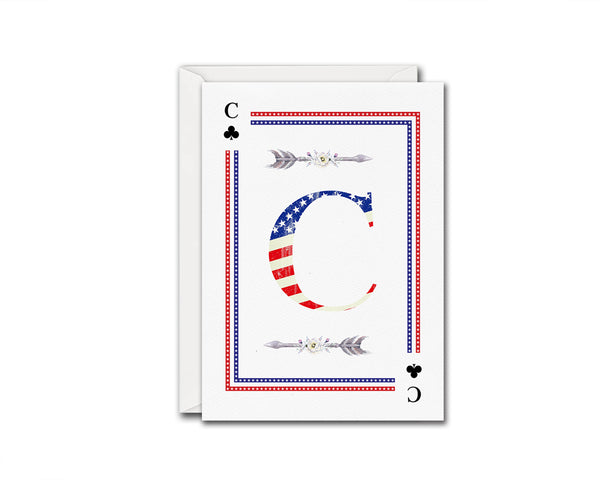 American Flag Letter C Clover Monogram Note Cards