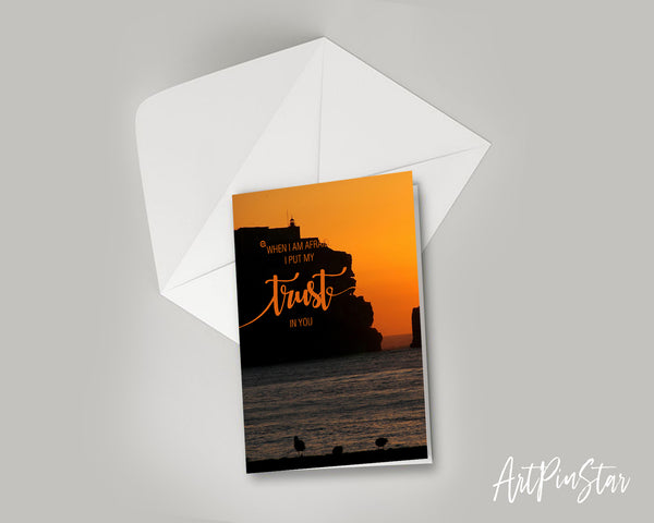 When I am afraid I put my trust in you Bible Verse Customized Greeting Card