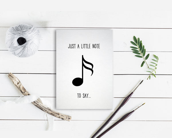 Just a little note to say Sixteenth Note Sixteenth Note Music Gift Ideas Customizable Greeting Card