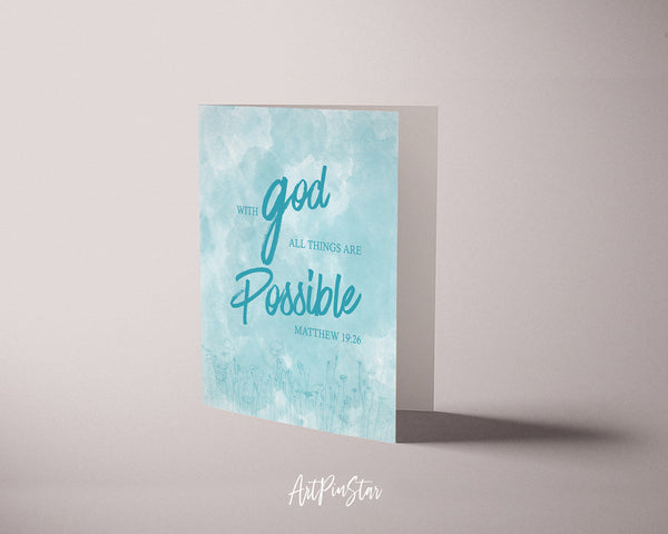 With God all things are possible Matthew 19:26 Bible Verse Customized Greeting Card