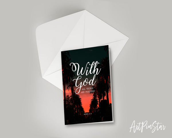 With God all things are possible Matthew 19:26 Bible Verse Customized Greeting Card