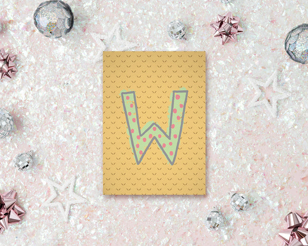 Alphabet Forest Letter W Animal Monogram Note Cards