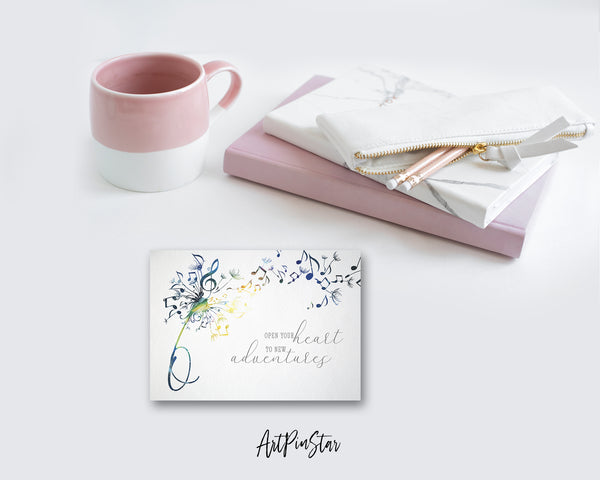Inspiring Music Quote Letter O Symbol Open your heart to new adventures