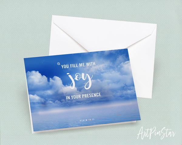 You fill me with joy in your presence Psalm 16:11 Bible Verse Customized Greeting Card