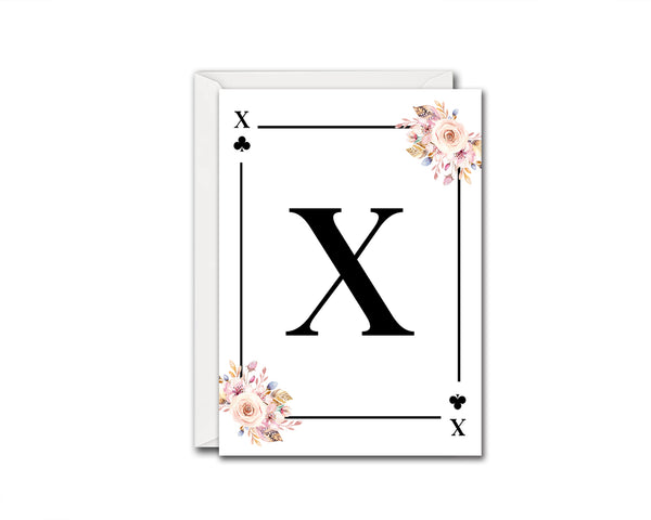 Boho Floral Bouquet Initial Flower Letter X Clover Monogram Note Cards