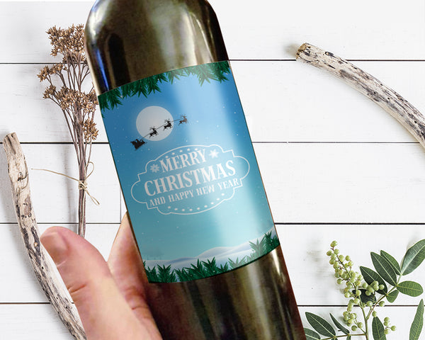 Merry Christmas and Happy New Year Holiday Customizable Label