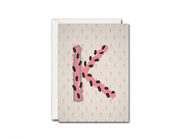 Alphabet Forest Letter K Animal Monogram Note Cards