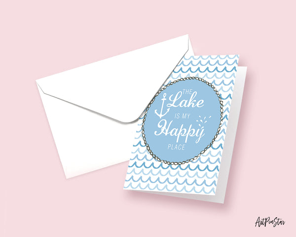 The Lake is my happy place Happiness Quote Customized Greeting Cards