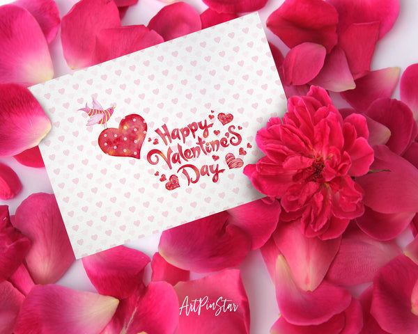 Red Heart Happy Valentine's Day Customized Greeting Card