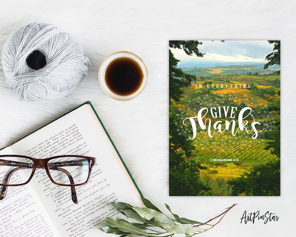 In everything give thanks 1 Thessalonians 5:18 Bible Verse Customized Greeting Card