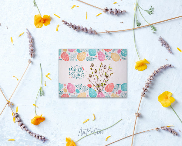 Easter Spring Bouquet of Blooming Twigs and Quail Eggs Customized Greeting Card