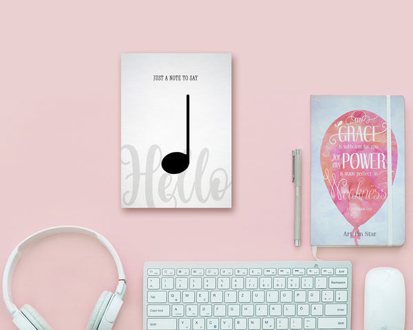 Just a note to say Hello Quarter Note Quarter Note Music Gift Ideas Customizable Greeting Card