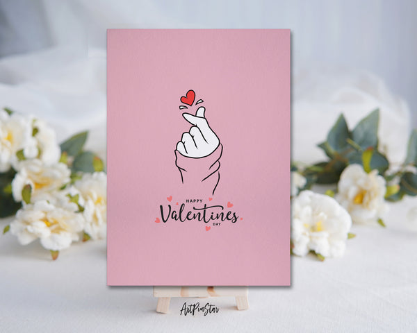 Valentine's Day Finger Heart Love Sign Customized Greeting Card