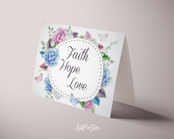 Faith Hope Love Bible Verse Customized Greeting Card